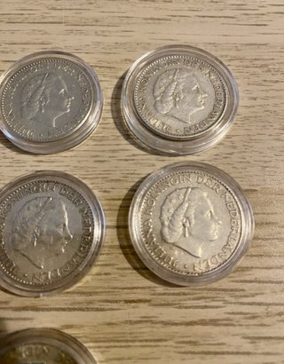 Lote de 10 Monedas Plata 1 Gulden, Países Bajos.