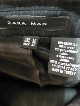 Traje Zara Man negro rayas Talla 52 Usado una vez.