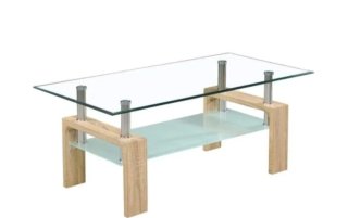 Mesa de centro cristal y madera