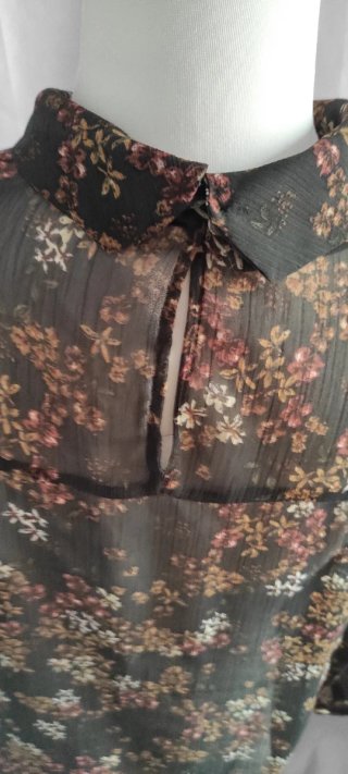 Blusa Zara gasa estampada floral marrón talla M