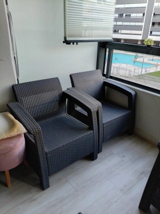 Conjunto Muebles Terraza Jardín Negro
