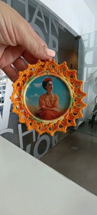 Frida Kahlo Íman Crochê Decoração