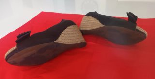 Sandalias cuña Zara marrón chocolate lazo