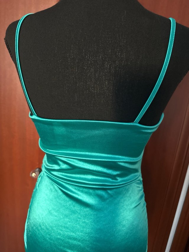 Vestido azul satén tirantes talla S