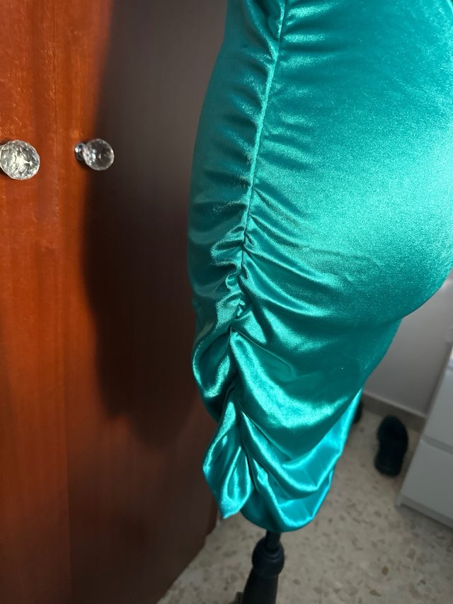 Vestido azul satén tirantes talla S