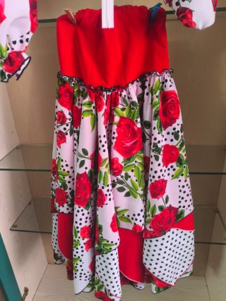 Traje Flamenco Niña Rojo Flores