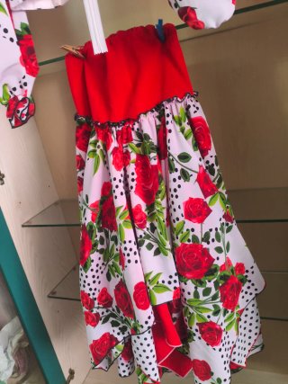 Traje Flamenco Niña Rojo Flores