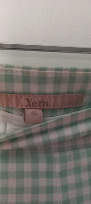 Pantalón Vichy Verde menta y Blanco