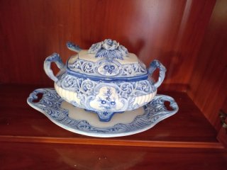 Sopera Vintage Porcelana Azul y Blanca