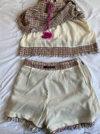 Conjunto Zara Tweed Top y Shorts