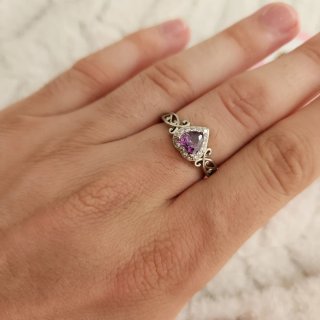 Anillo Plata 925 Corazón Morado