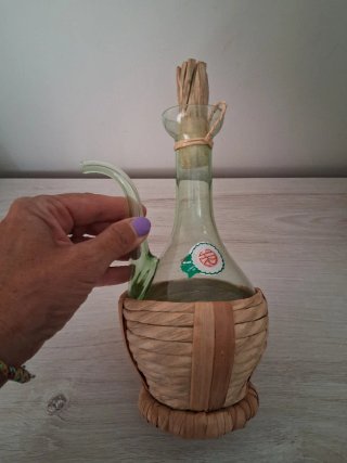 Set 2 Caraffe Vintage Vetro e vimini