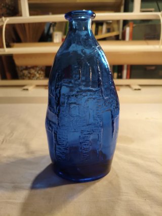 Botella Vidrio Azul Vintage Decorativa