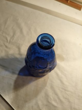 Botella Vidrio Azul Vintage Decorativa