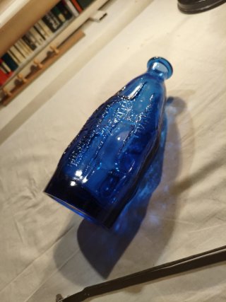 Botella Vidrio Azul Vintage Decorativa
