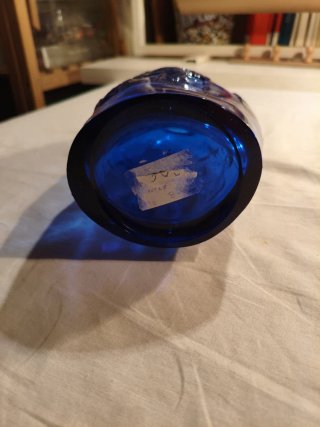 Botella Vidrio Azul Vintage Decorativa