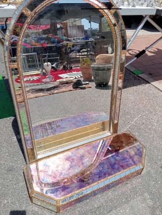 Espejo tocador con mesa de cristal