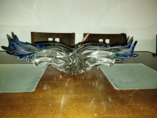 Centro de mesa cristal azul y transparente