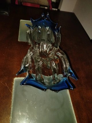 Centro de mesa cristal azul y transparente