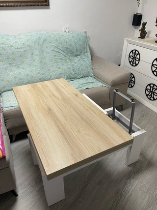 Mesa de centro extensible madera y blanco