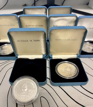 Lote 8 Monedas Plata JJOO Albertville 1992.