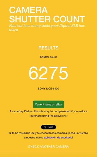 Camara SONY A6400 – Solo cuerpo – 6.275 disparos