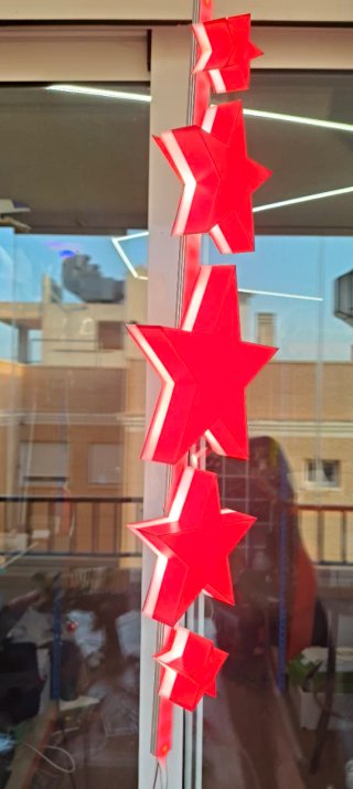 Cartel luminoso casero estrellas rojas
