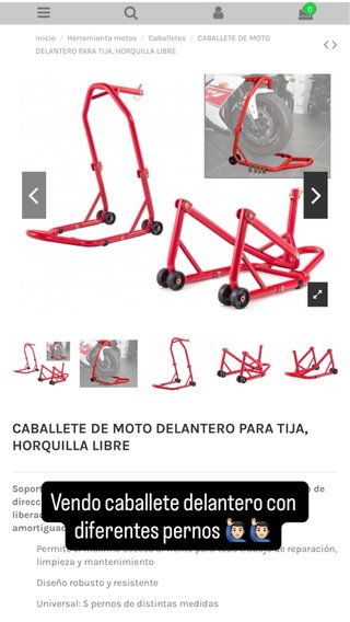 Caballete Delantero Moto Universal Rojo