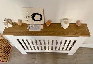 Cubresradiador Nórdico Blanco y Roble