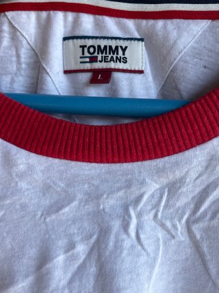 Camiseta Tommy Jeans Rayas Manga Roja