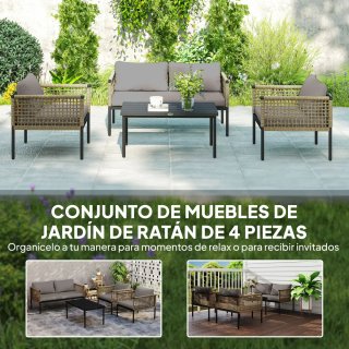Conjunto Muebles Jardín 4 Piezas Sofá