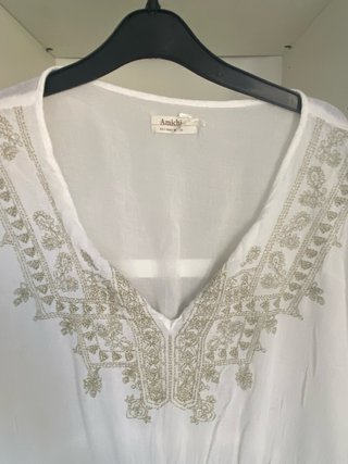Caftán blanco bordado Amichi talla S
