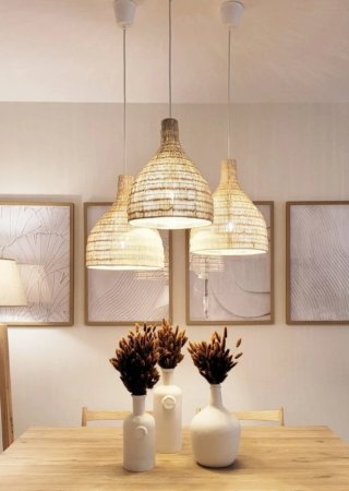 Lámpara de techo Markle Sklum Ratán Beige