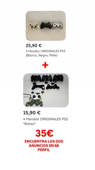3 Mandos PS3 Originales + 4 PS2 Originales *ROTO*