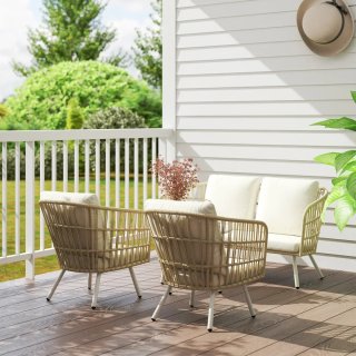 Conjunto Jardín 4 Piezas Sofá y Sillones