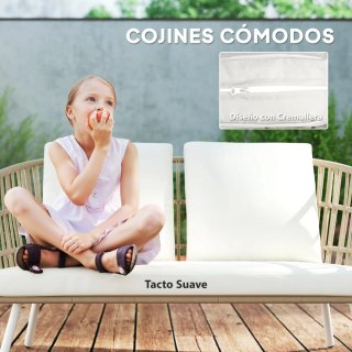 Conjunto Jardín 4 Piezas Sofá y Sillones