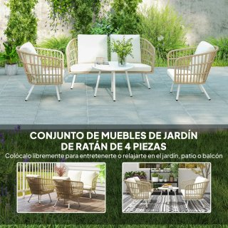 Conjunto Jardín 4 Piezas Sofá y Sillones