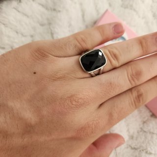 Anillo Plata 925 Piedra Negra