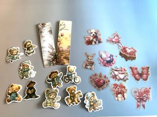 Lote Vintage: Marcapáginas, Pegatinas y Tarjeta