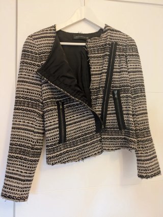 Chaqueta Zara Mujer XS Tweed Cremalleras