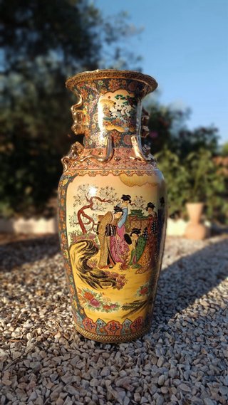 Jarrón Chino Antiguo Decorado