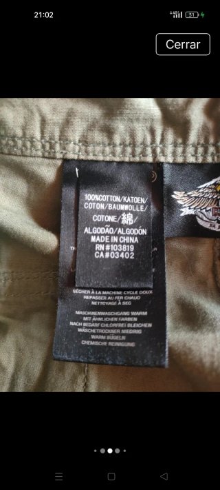 Shorts Cargo Harley Davidson Verde Oliva