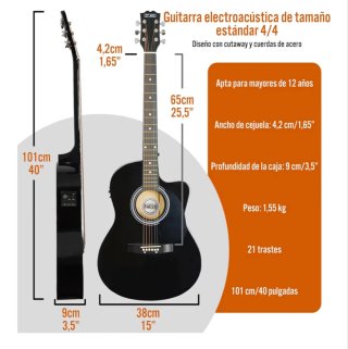 Guitarra Electroacústica Negra Cutaway