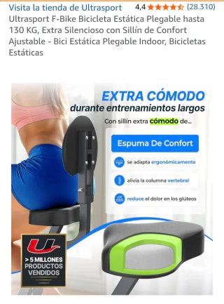Ultrasport F-Bike Bicicleta Estática Plegable