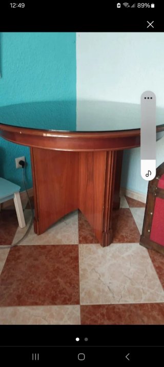 Mesa comedor extensible madera y cristal