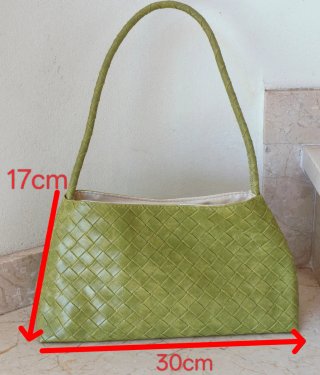 Bolso baguette verde trenzado bolso hombro