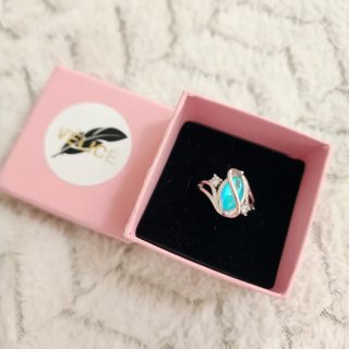 Anillo Plata 925 Azul Ovalado