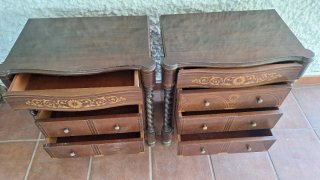 Cabecero y 2 Mesitas de noche madera cerezo