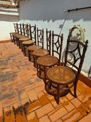 12 Sedie Vintage Thonet con Sedile a Griglia