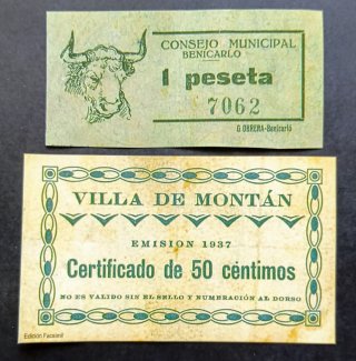 4 Billetes Réplica Provincia de Castellón